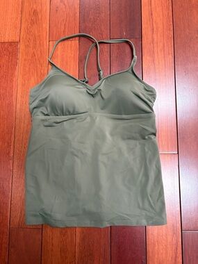 Penti Olive Green Women's Swim Camisole with Shelf Support